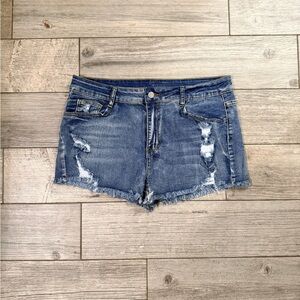 SHEIN Mid-Rise Distressed Cutoff Shorts